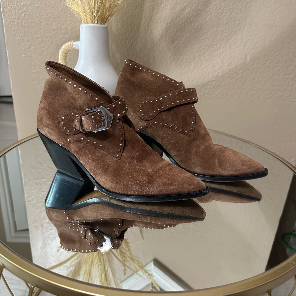 GivenchyBrown Suede Ankle Boots with Buckle Detail